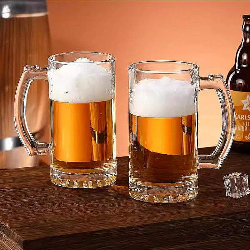 Glass Beer Steins With Handle For Parties And Everyday Use