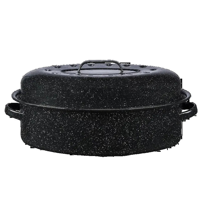 Covered Oval Roaster With 15 Pound Capacity For Even Browning