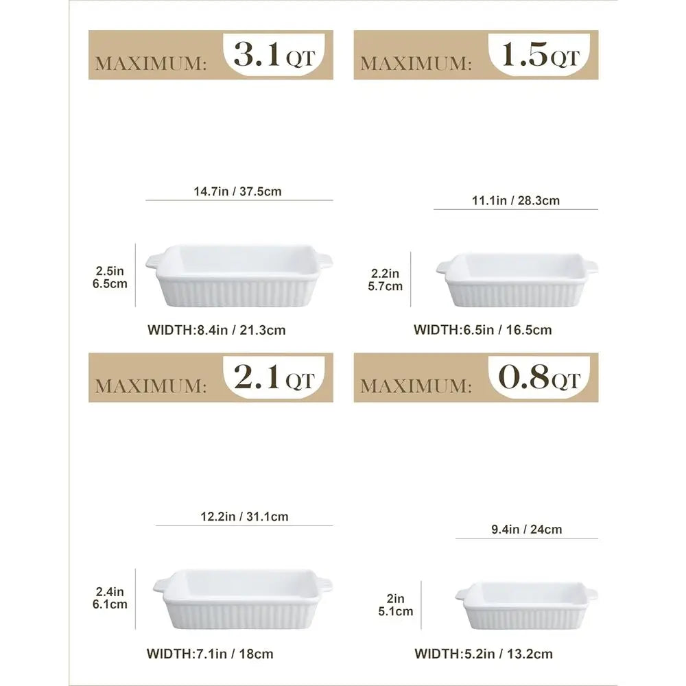 YTYIN Bakeware Porcelain Casserole Dishes With Handles
