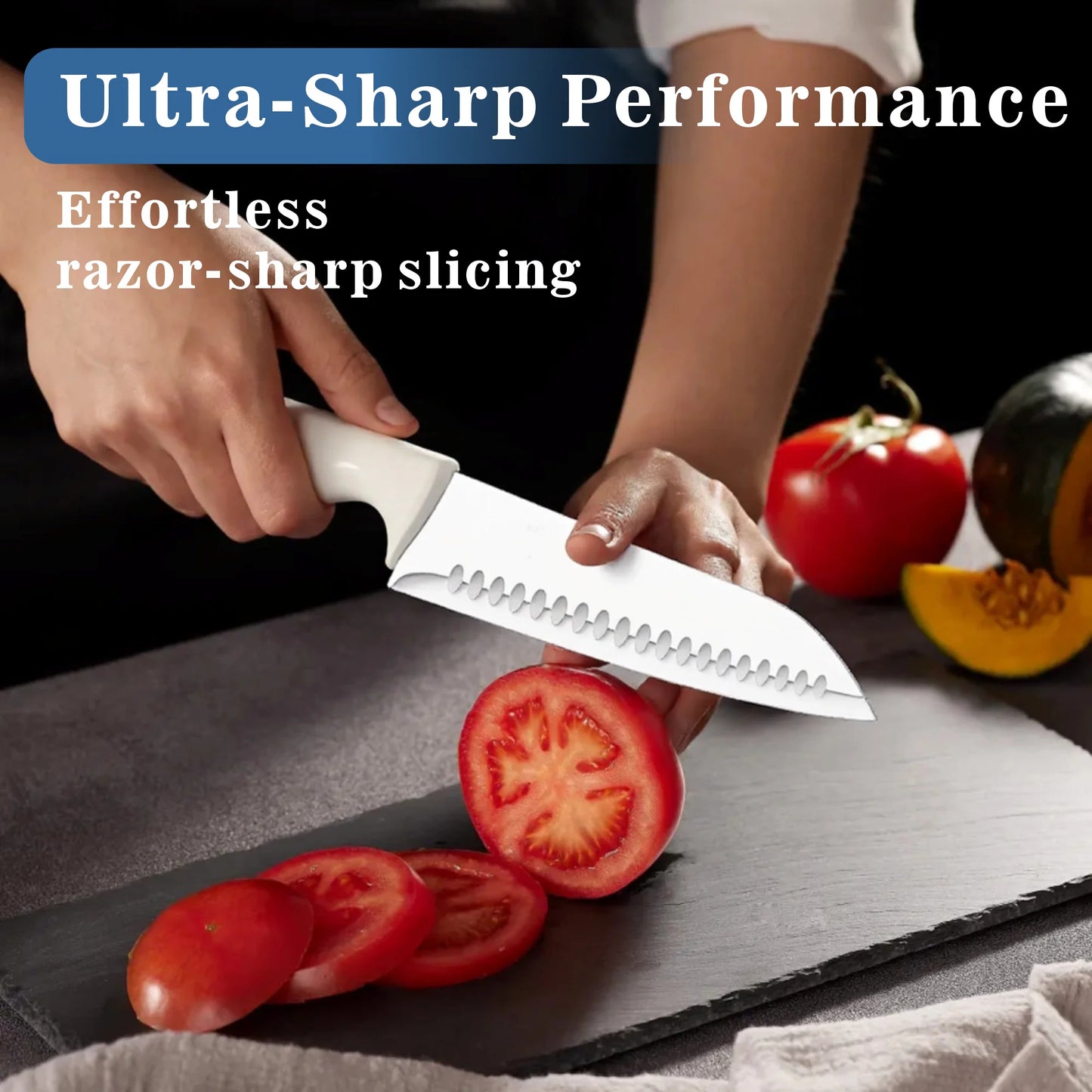 Knife Set 15-Piece Block With Built-In Sharpener And Ergonomic Handle