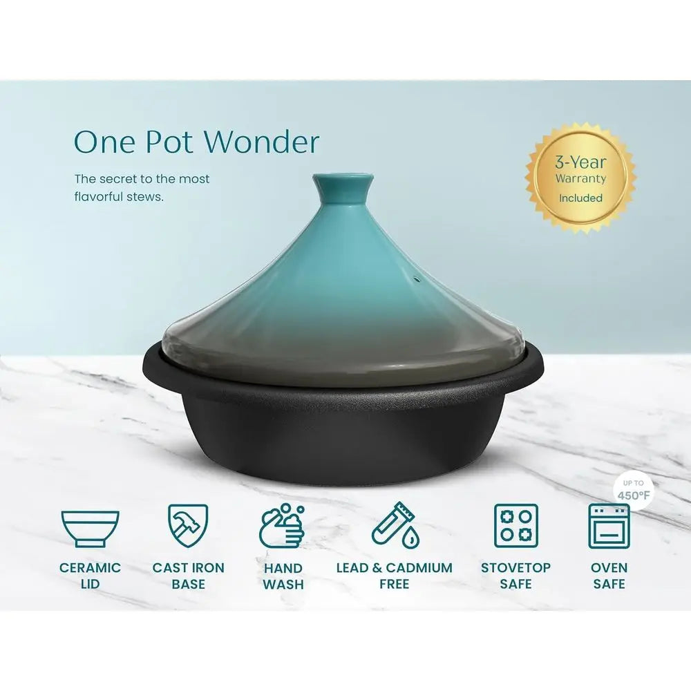 Moroccan Tagine Enameled Cast Iron Cooking Pot Oven Safe