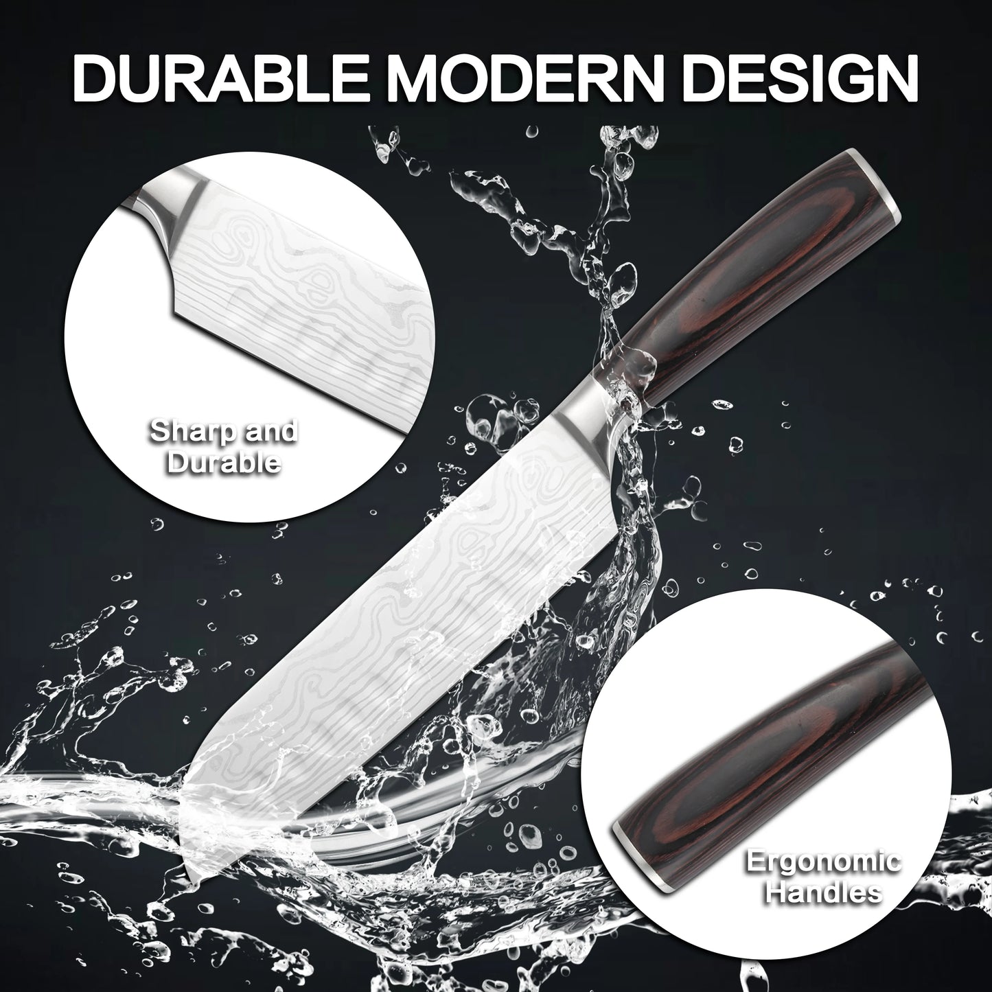 Damascus Knife Set High Carbon Stainless Steel Kitchen Knives