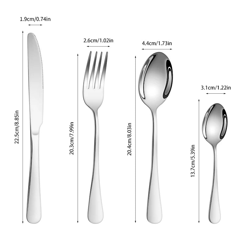 Stainless Steel Cutlery Set With Round Handles For Family Dinners
