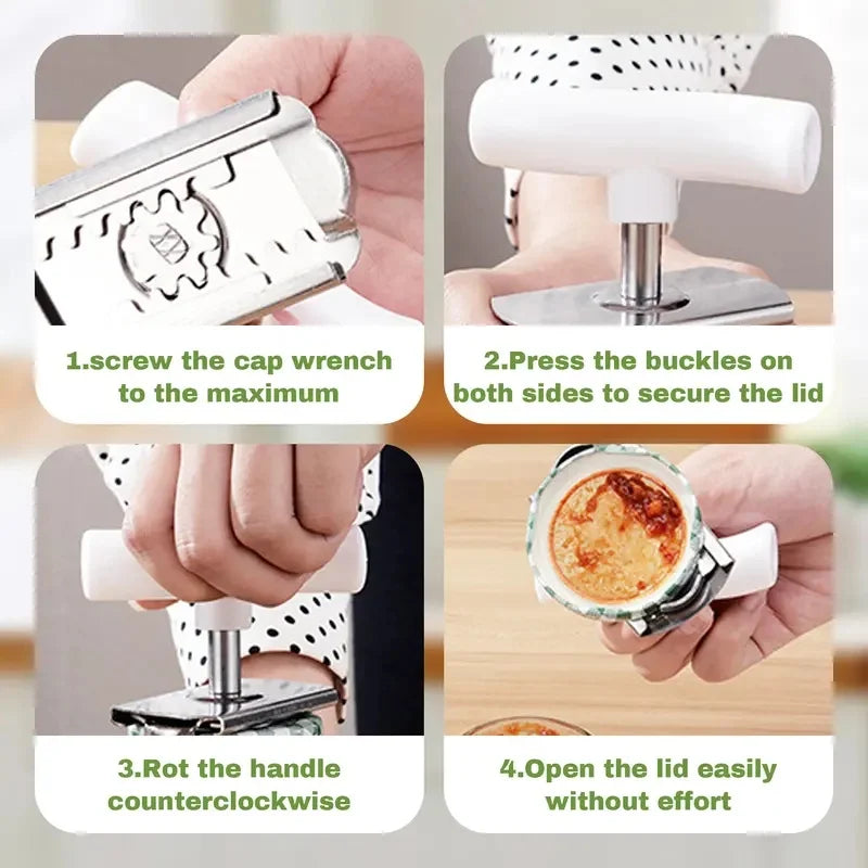 Arthritis-Friendly Labor-Saving Adjustable Stainless Steel Jar Opener Set
