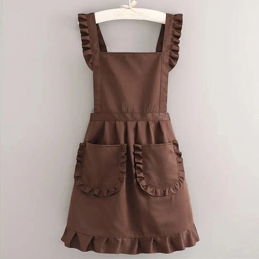 Stylish Korean Fashion Apron Princess Canvas Waterproof With Pockets