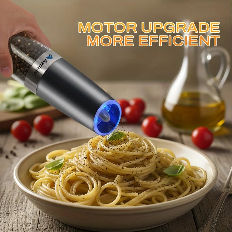 2pcs Gravity-sensing Electric Salt And Pepper Grinder Set, Battery-powered LED Light, One-hand Operation, Local Fast Delivery, Adjustable Coarseness Grinder, Black Kitchen Gadget, Salt And Pepper Grinder Electric 2pcs, Birthd