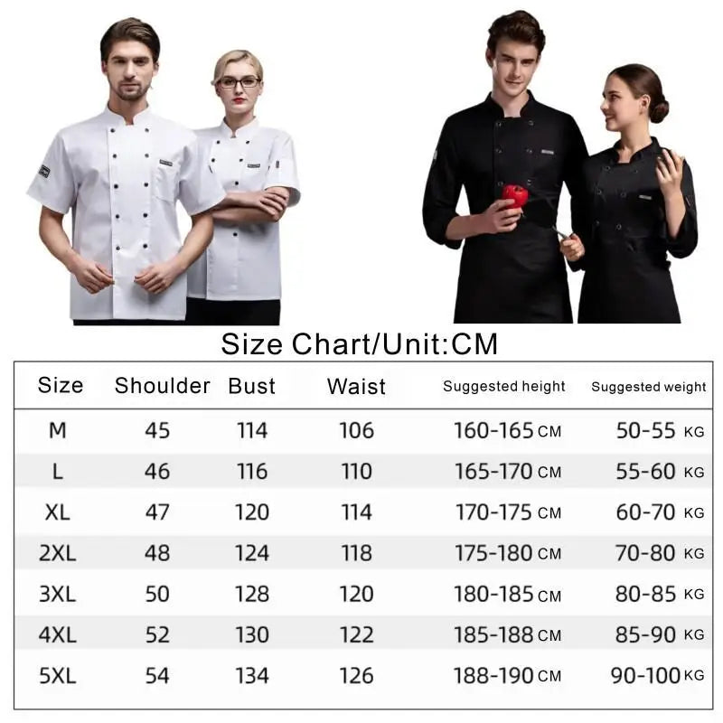 Summer Restaurant Kitchen Chef Black White Uniform Breathable Mesh Work Clothes Short/Long Sleeve Cooking Button Shirt Clothes