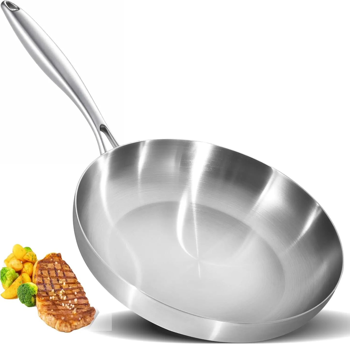 Tri Ply Stainless Steel Frying Pan With Detachable Handle Induction Safe