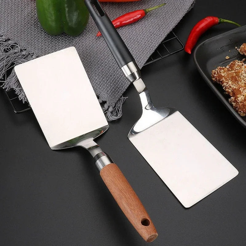 Stainless Steel Square Head Spatula And Wood Handle Pizza Shovel