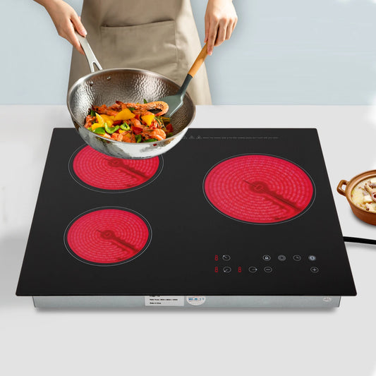 2600W Portable Electric Ceramic Cooktop With 3 Burners And Sensor Touch