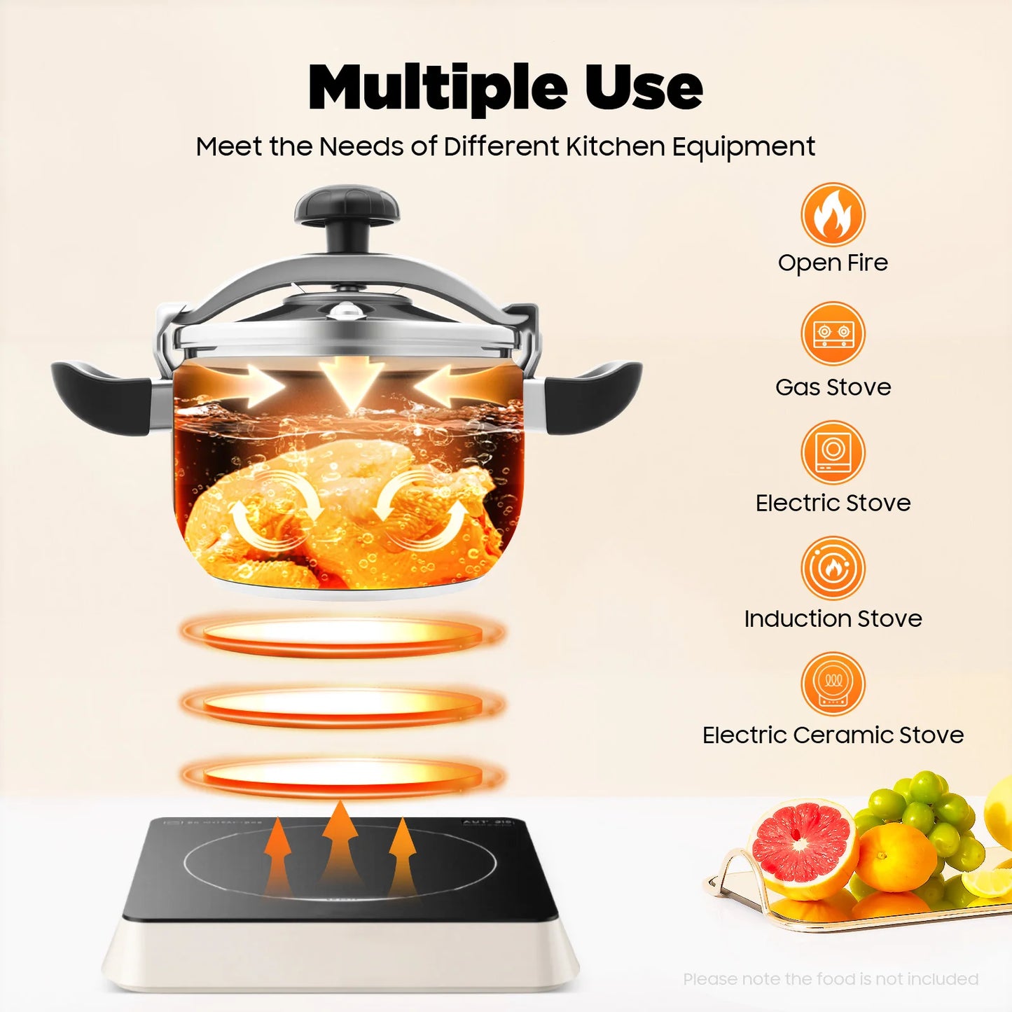 Stainless Steel Pressure Cooker With Safety Valve For Restaurant Kitchen