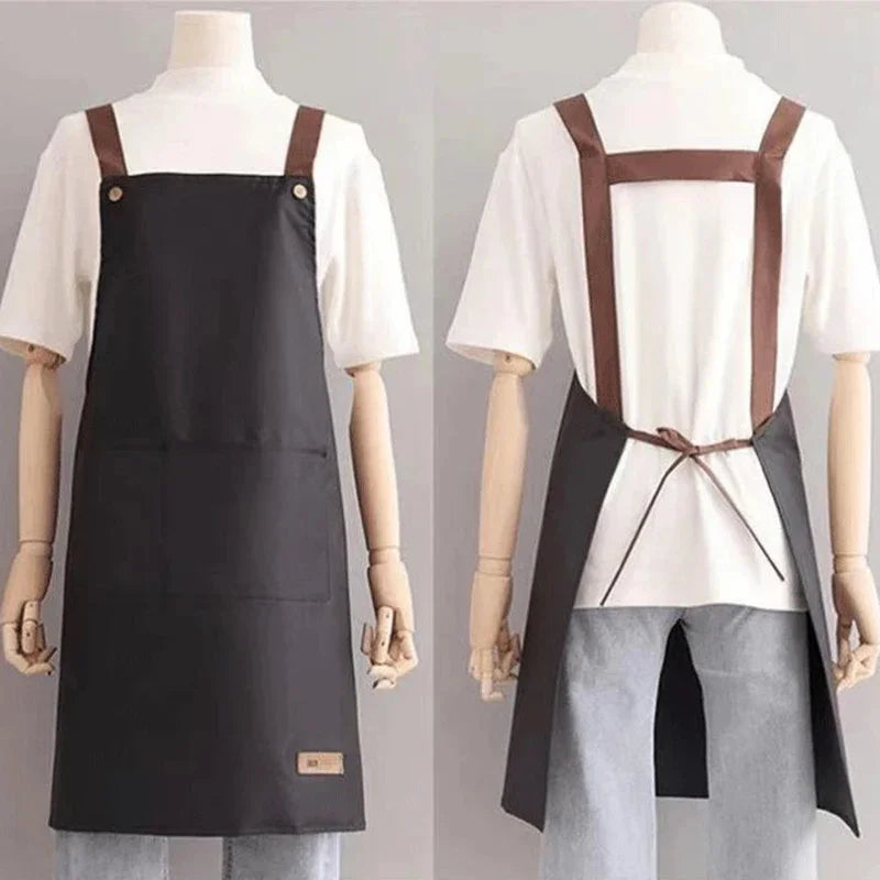 Hello Letter Print Waterproof Kitchen Apron With Front Pocket