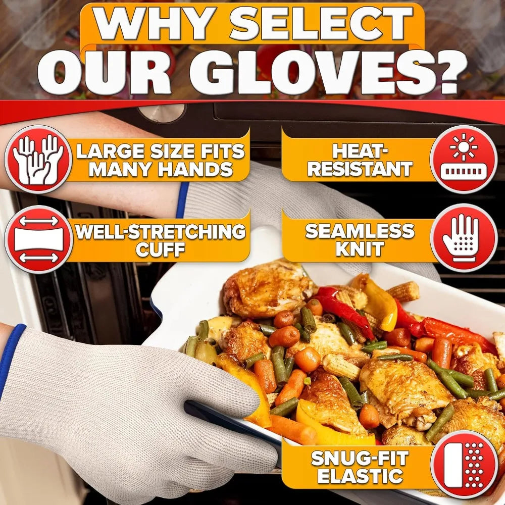 Aramid Heat Resistant Cooking Gloves 932°F For Baking And Grilling