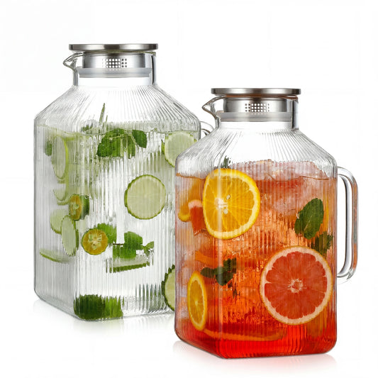 HiMISS Glass Pitcher Set With Handle And Strainer Lid