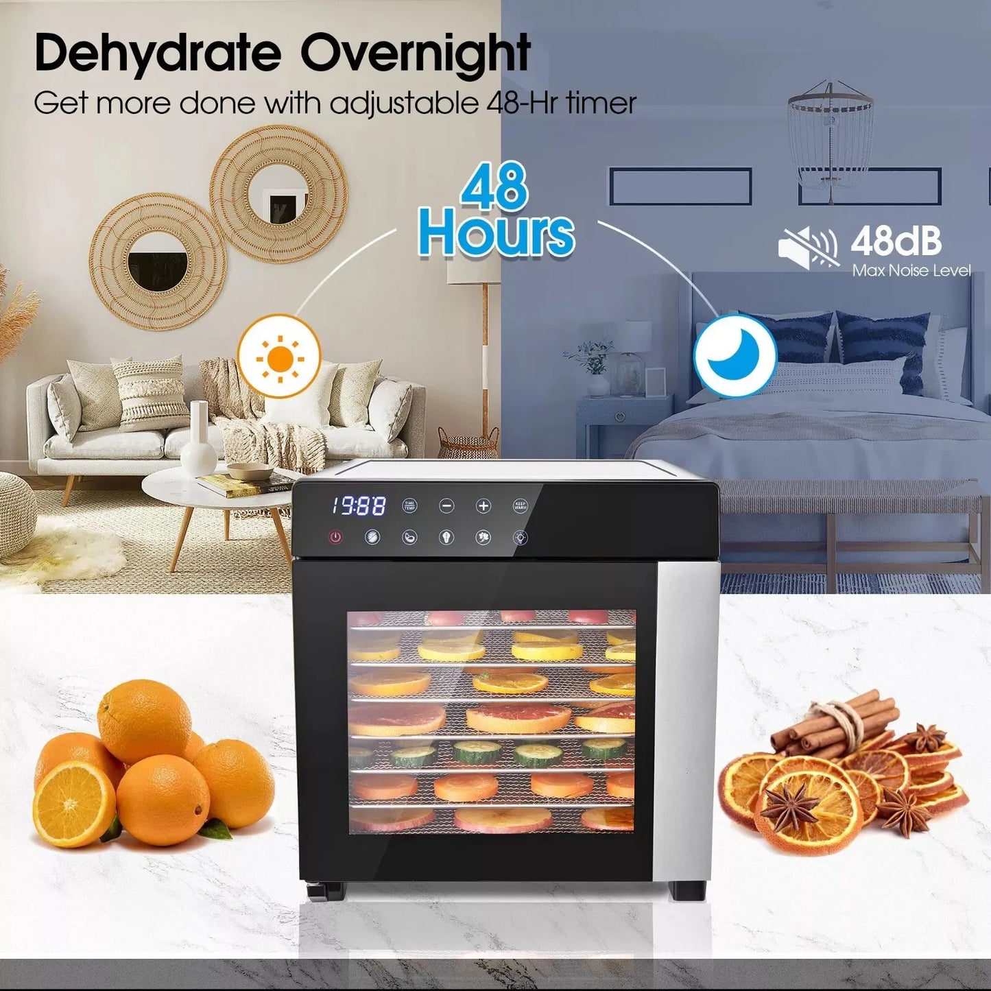 SNDOAS Food Dehydrator With Digital Timer And Presets