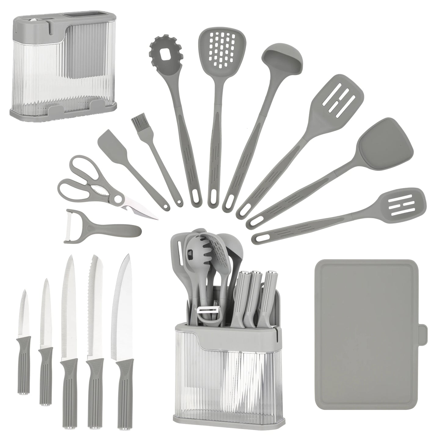 Silicone Kitchen Utensils Set With Knife Block And Knives
