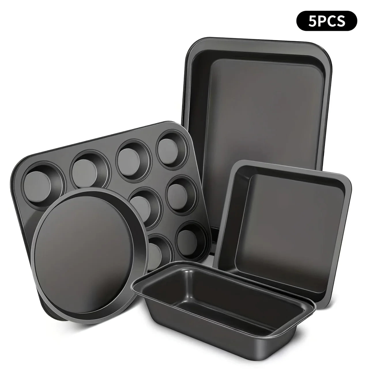 Nonstick Bakeware Set With Round And Square Pans Waffle Tray Cookie Sheet