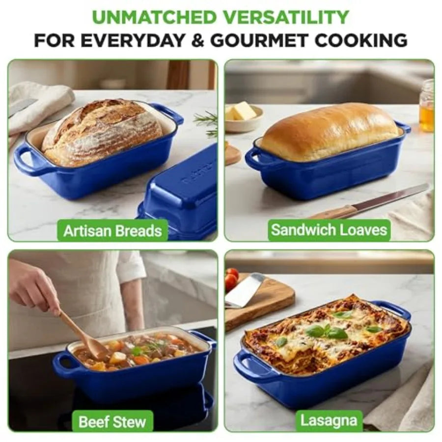 Enamel Cast Iron Loaf Pan With Lid For Sourdough Baking Oven Safe