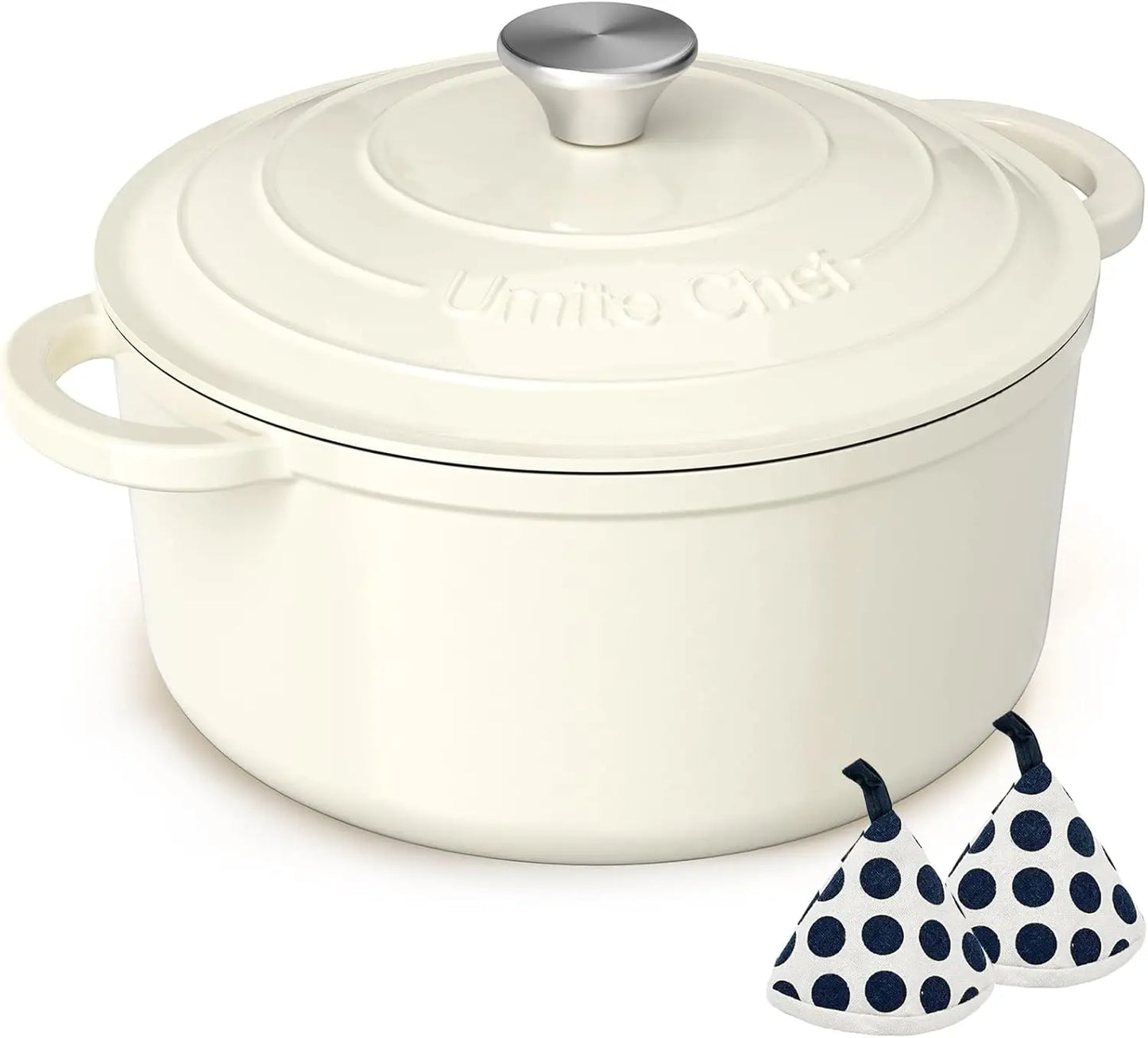 Enameled Cast Iron Dutch Oven With Lid And Potholders