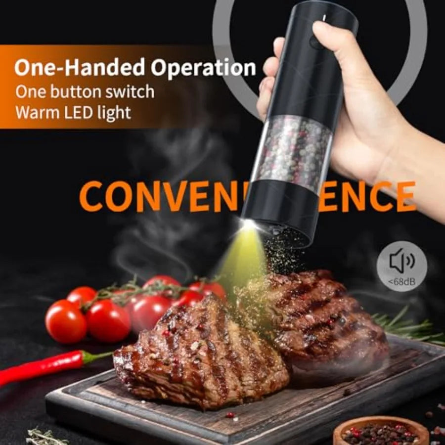 Electric Salt And Pepper Grinder Set USB Rechargeable LED Light