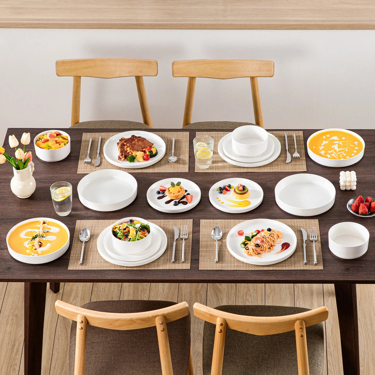MALACASA Ceramic Dinnerware Set For Everyday Use Dishwasher Safe