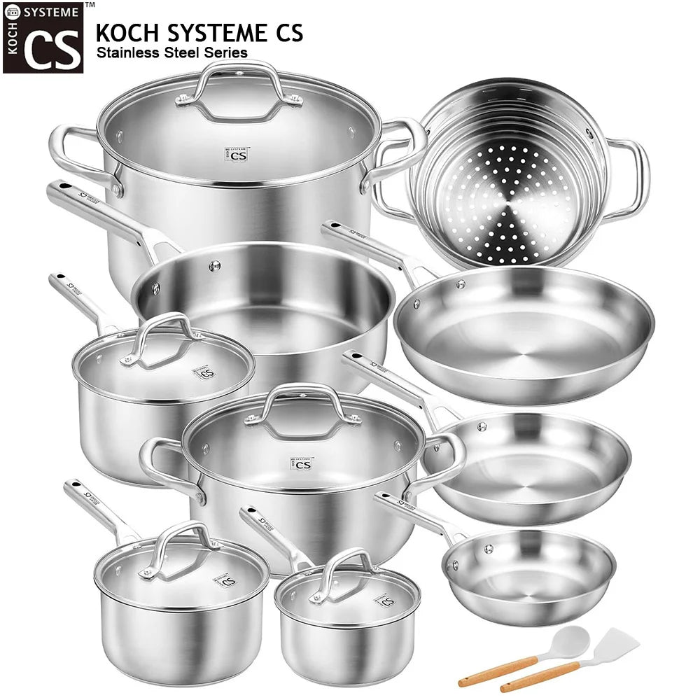 Koch Systeme CS Stainless Steel 17 Piece Pots And Pans Set Induction Compatible