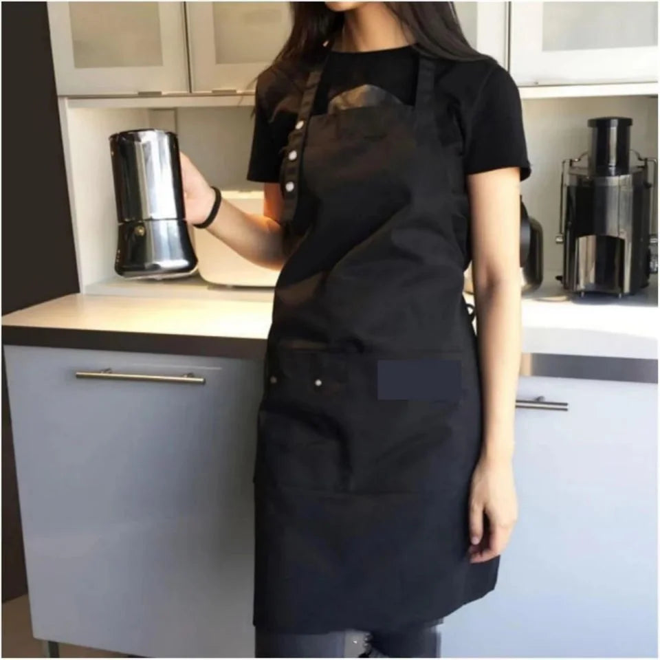 Unisex Work Bib Apron With Adjustable Neck Strap And Pockets
