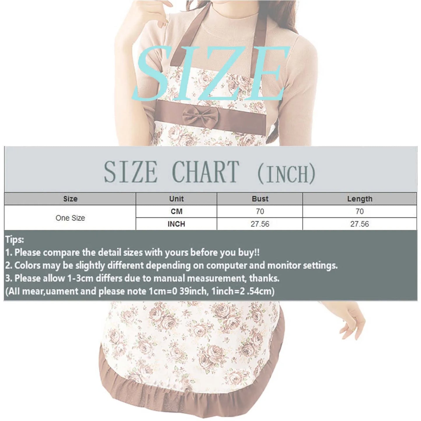 Cotton Canvas Floral Women's Oilproof Apron With Pockets And Belt