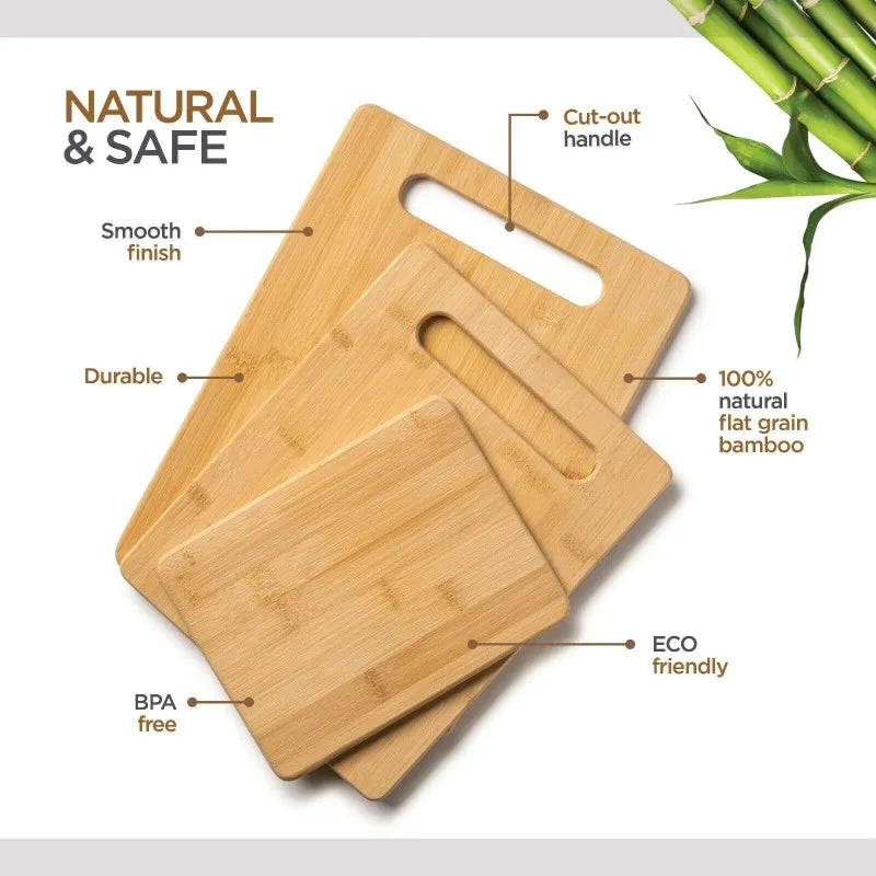 Bambüsi Bamboo Cutting Board Set Of Three For Kitchen Prep