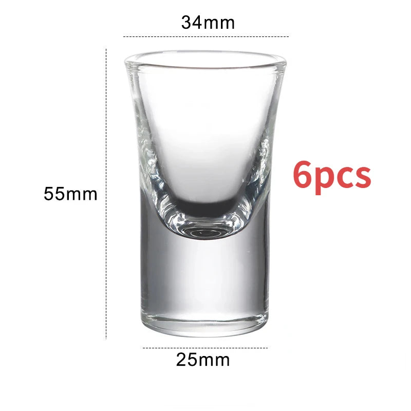Six 15ml Shot Glass Set Transparent Glass Thick Bottom