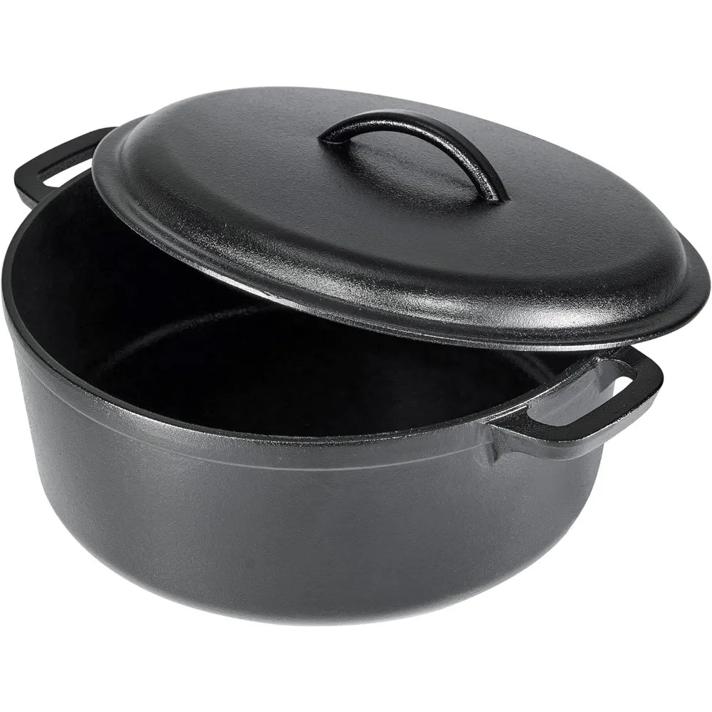 Pre-Seasoned Cast Iron Dutch Oven With Lid For Even Cooking