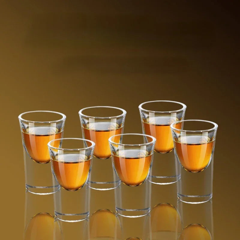 Six 15ml Shot Glass Set Transparent Glass Thick Bottom