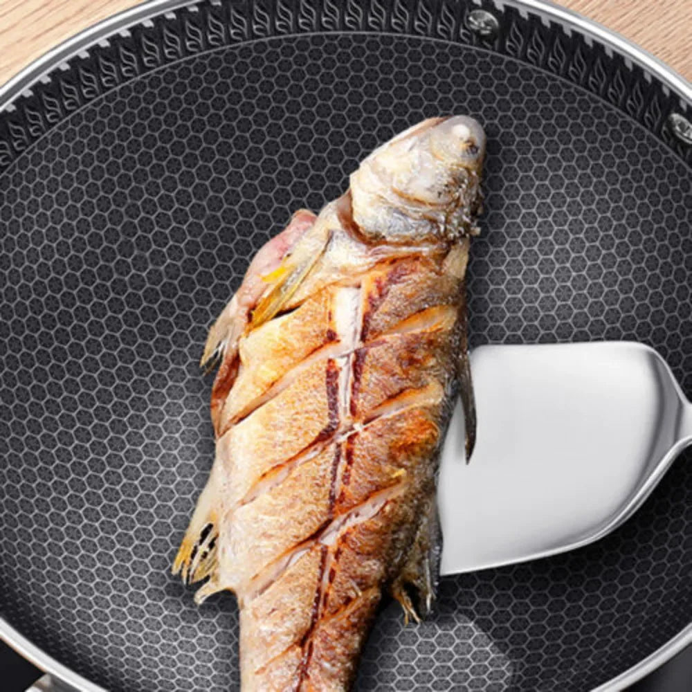 Stainless Steel Wok Pan With Nonstick Coating And Lid