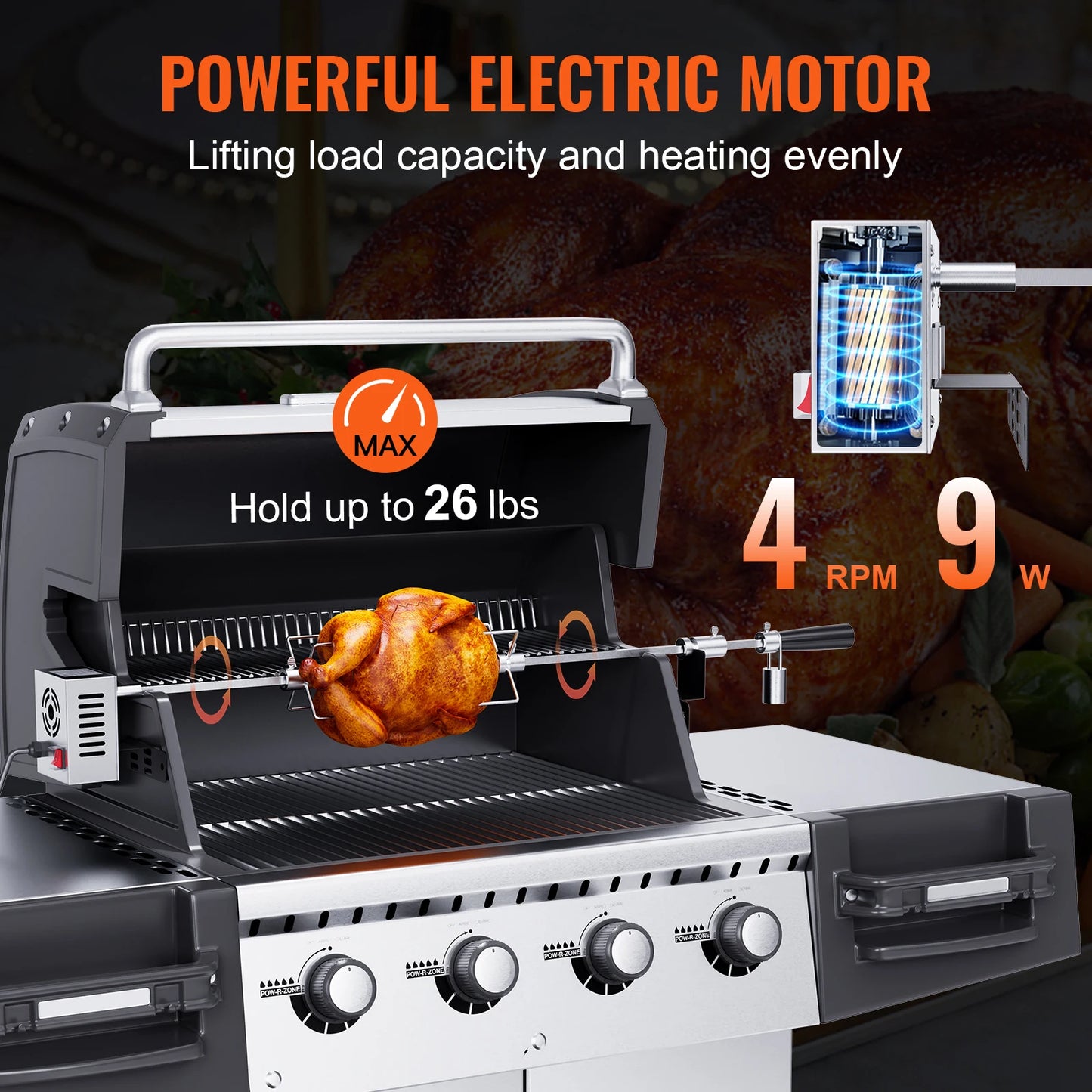 VEVOR SucceBuy Universal Grill Rotisserie Kit