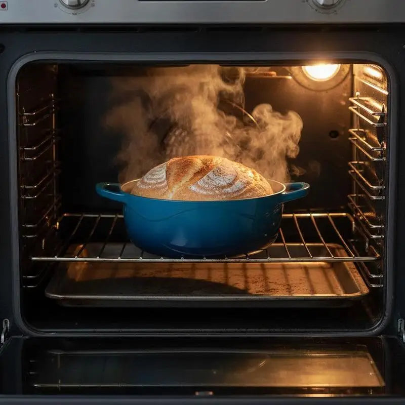 Enameled Cast Iron Covered Casserole With Lid For Induction And Sourdough Baking