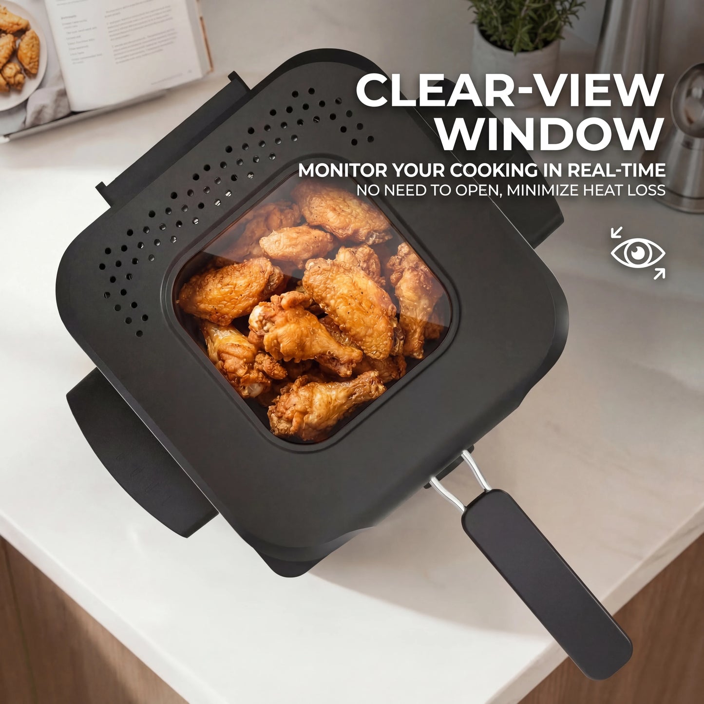 CACHOO Electric Deep Fryer With Temperature Control And View Window 1000W
