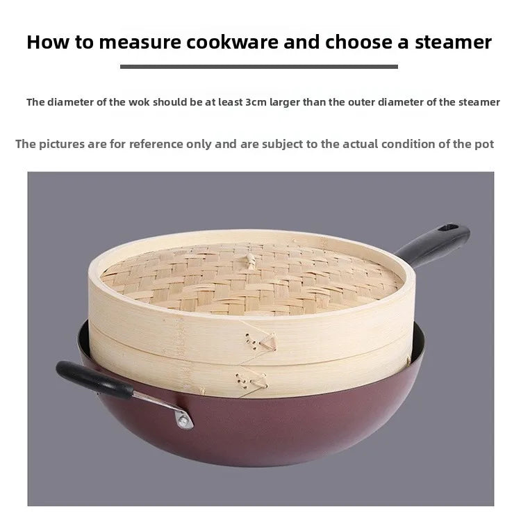10/15/20cm Cooking Bamboo Steamer Dumpling Food Steamer with Lid Cookware Steam Pot Kitchen Cooking Tools