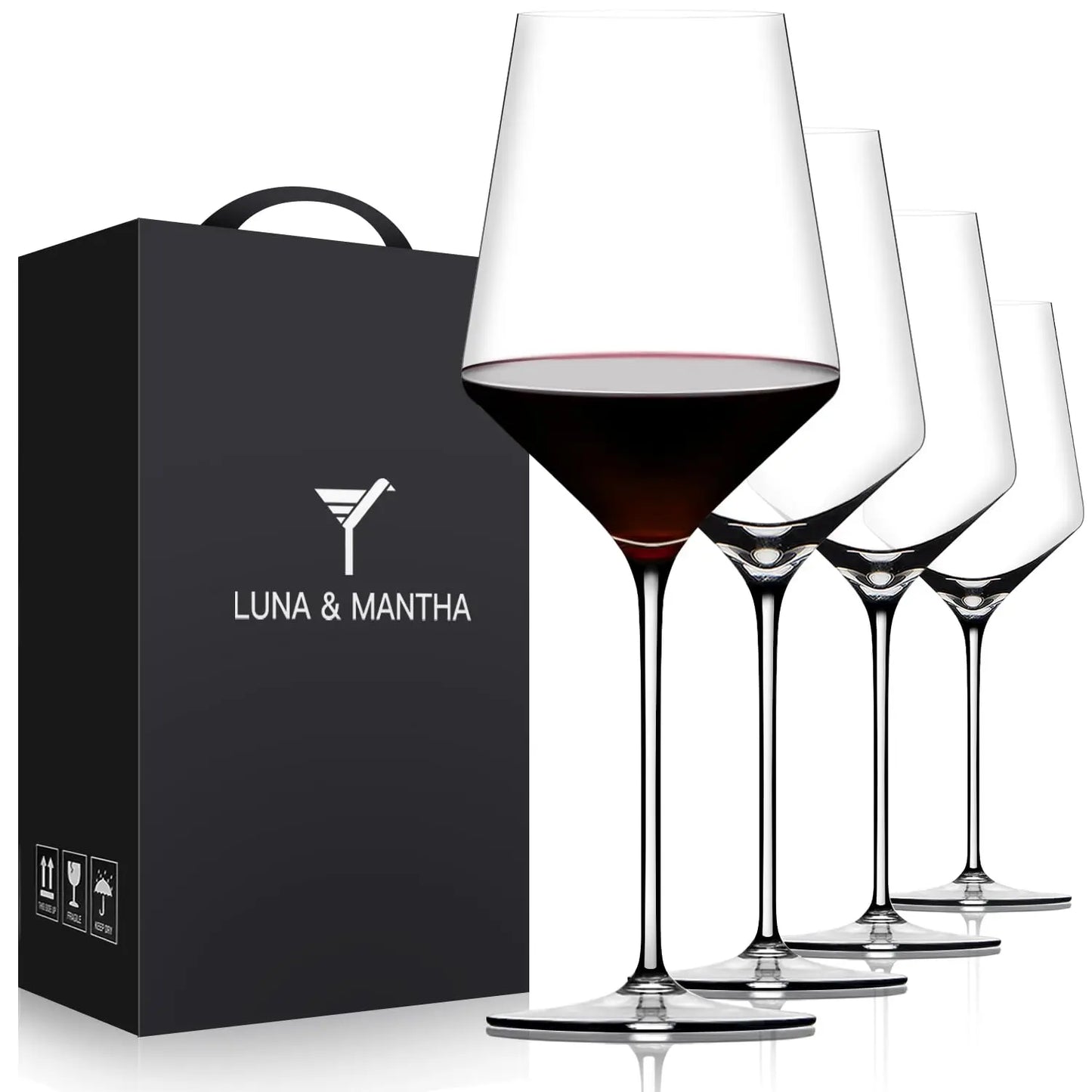 Hand Blown Crystal Wine Glasses Set Of 4