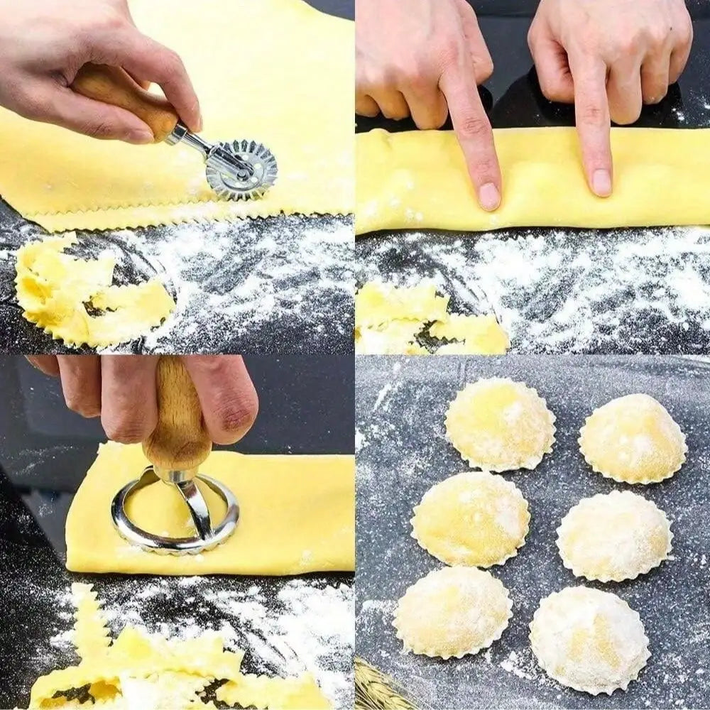 Ravioli Stamps With Wooden Handle Pasta Dumpling Cutter Tool