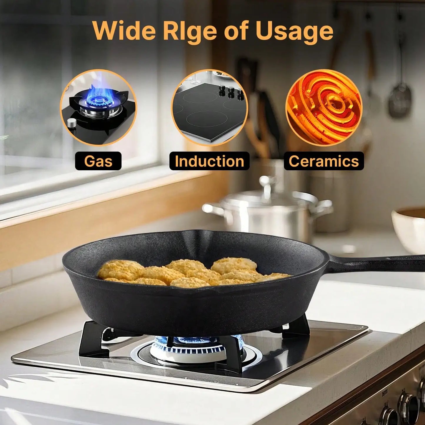 Cast Iron Skillet Set Preseasoned Heavy Duty Oven Safe