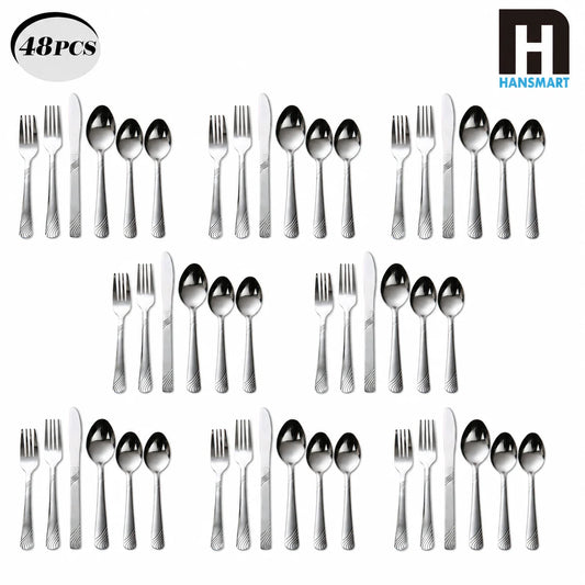 HANSMART 48 Piece Stainless Steel Cutlery Set Service For Eight