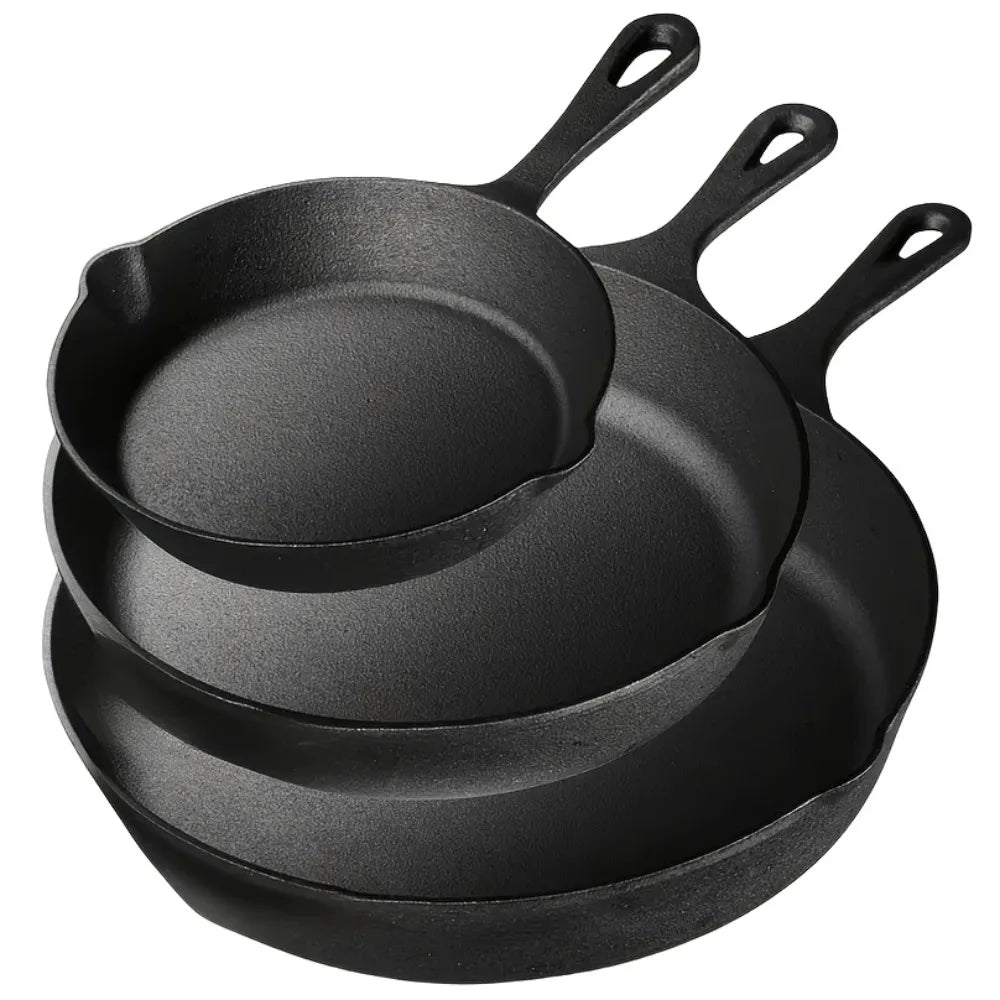 AEDG 3-Piece Cast Iron Skillet Set Preseasoned For Oven