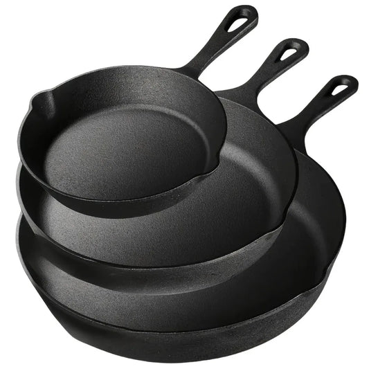 AEDG 3-Piece Cast Iron Skillet Set Preseasoned For Oven
