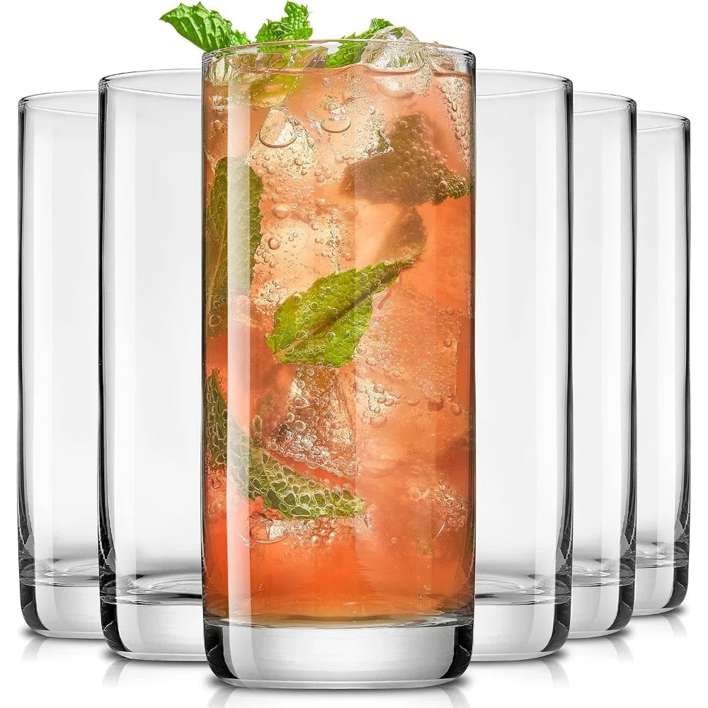 NBVCX Tall Highball Glasses Set Of 6 Lead-Free Crystal Glassware