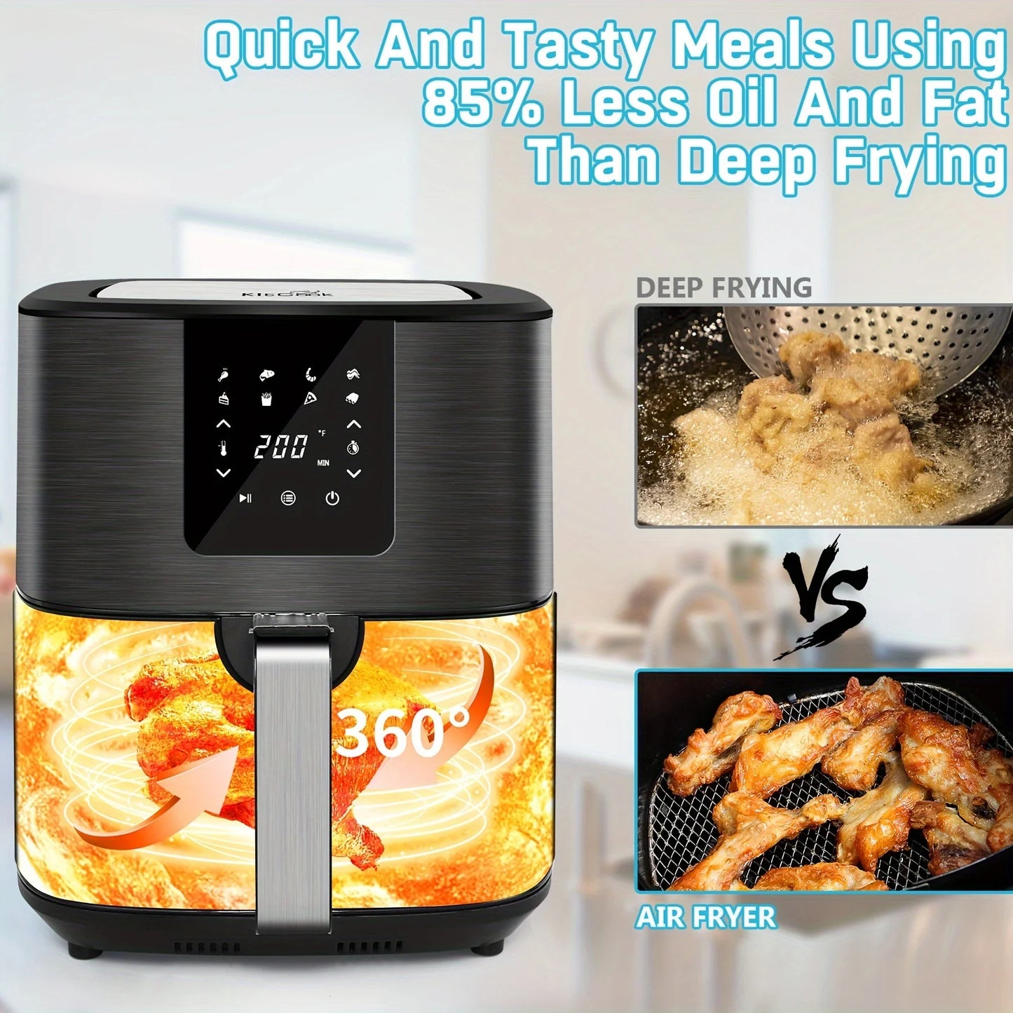 KitCook Air Fryer 1500W With Digital Touch Screen Presets