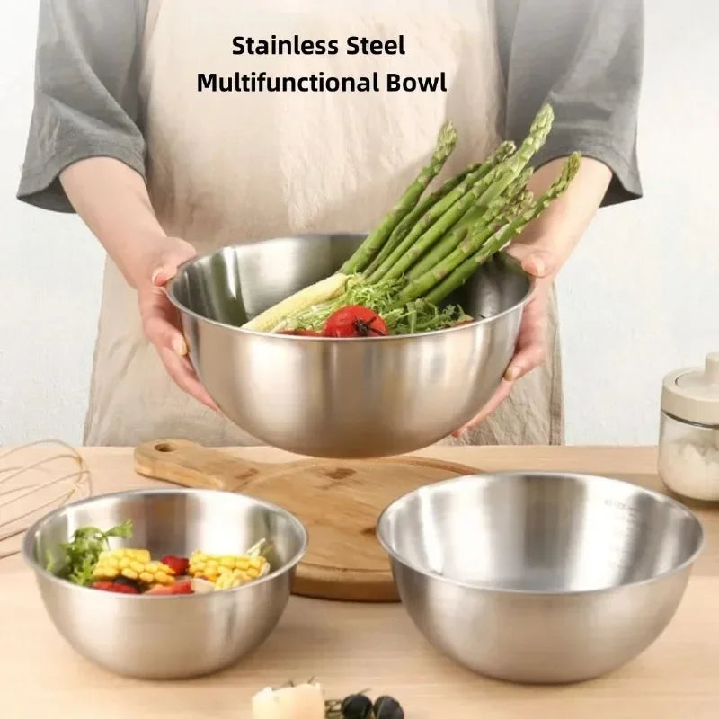 Stainless Steel Mixing Bowls With Scale For Cooking And Baking