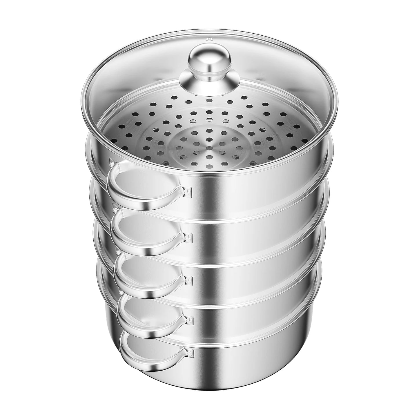 Five-Tier Stainless Steel Steamer Pot With Steaming Grids