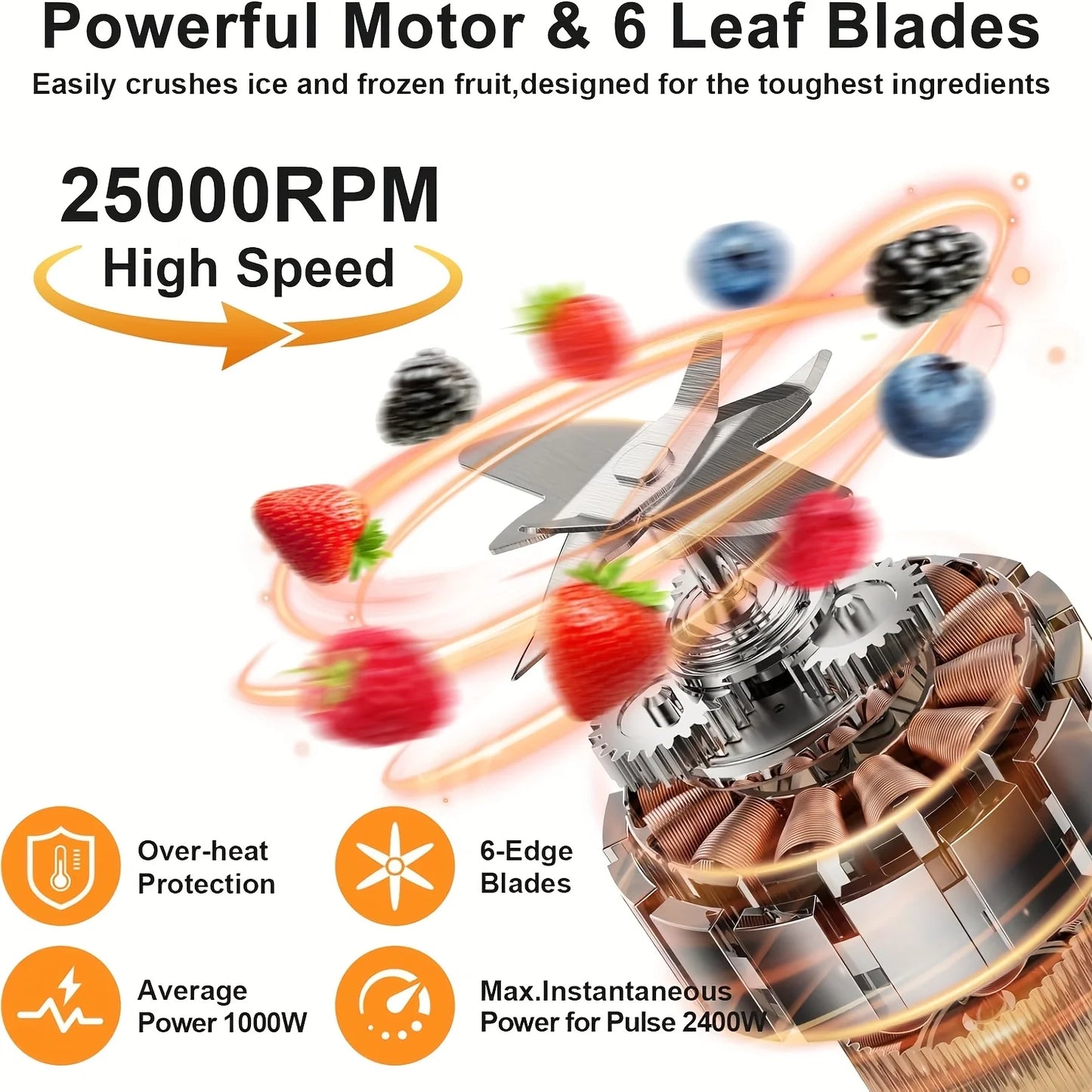 Prasky 2400W Heating Blender Auto Clean Professional Blender