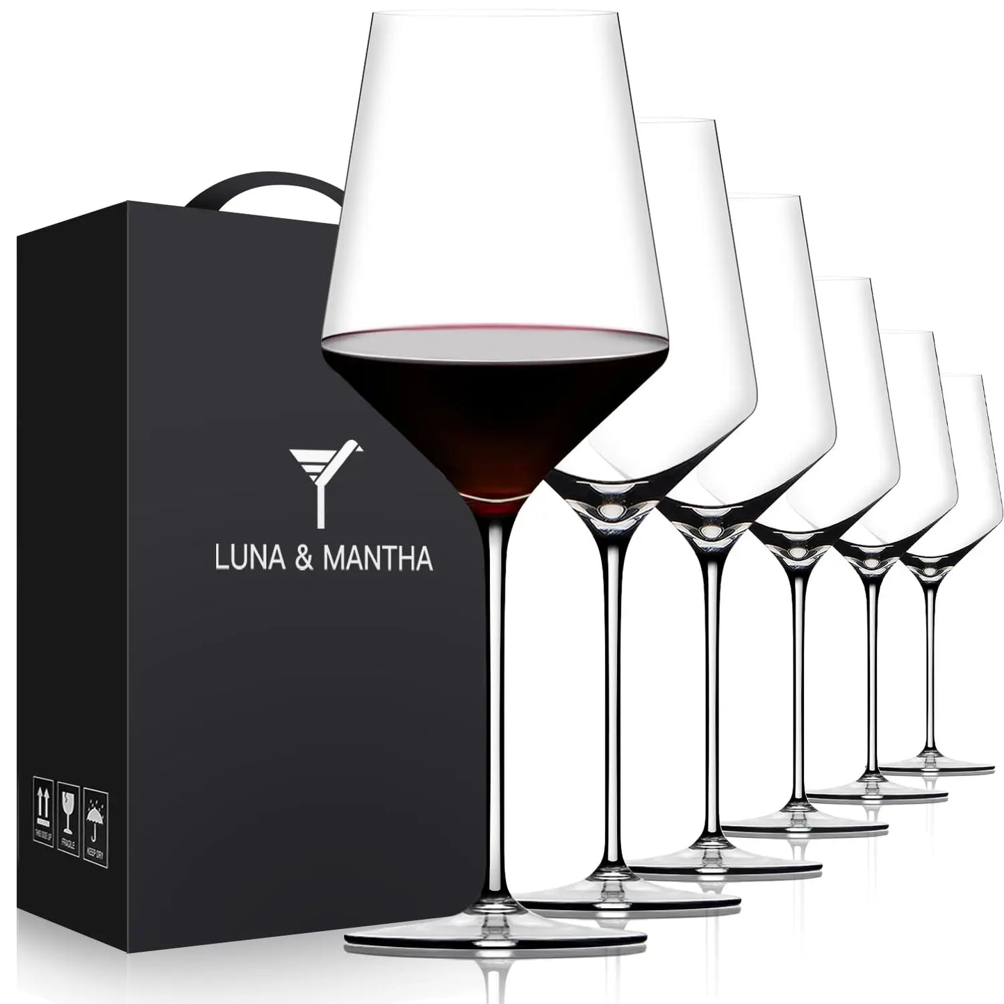 Hand Blown Crystal Wine Glasses Set Of 4