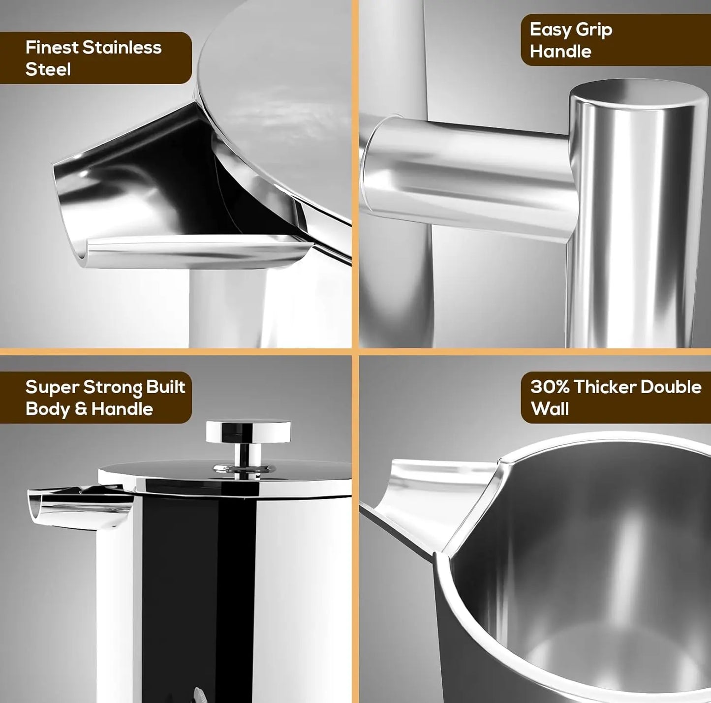 Stainless Steel French Press Coffee Maker With Double Wall Insulation
